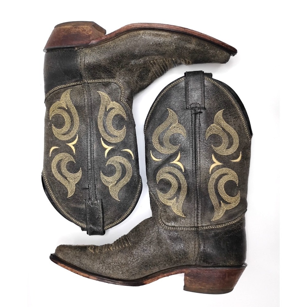 Justin Western Snip‎ Toe Leather Cowgirl Boot Gray Women's 7.5 B Cowboy Rodeo